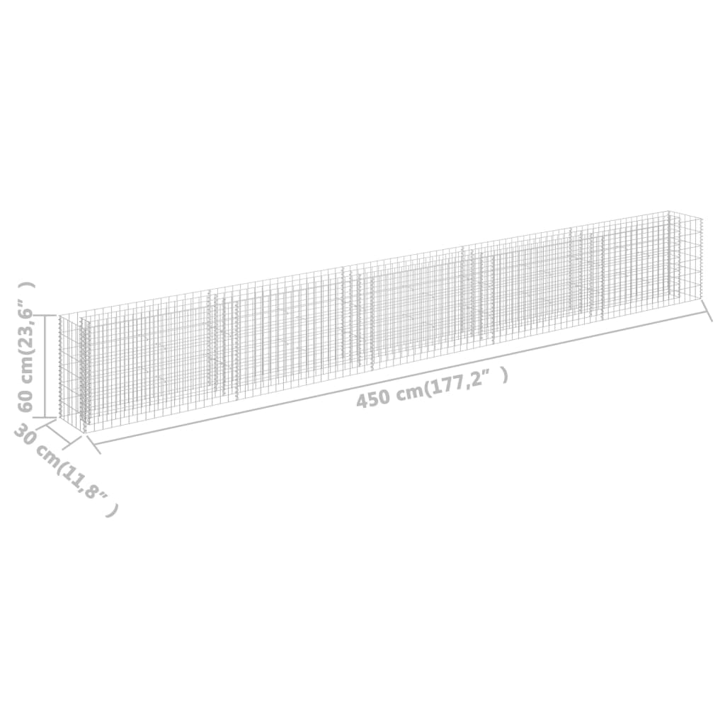 Gabion Raised Bed Galvanised Steel 450x30x60 cm