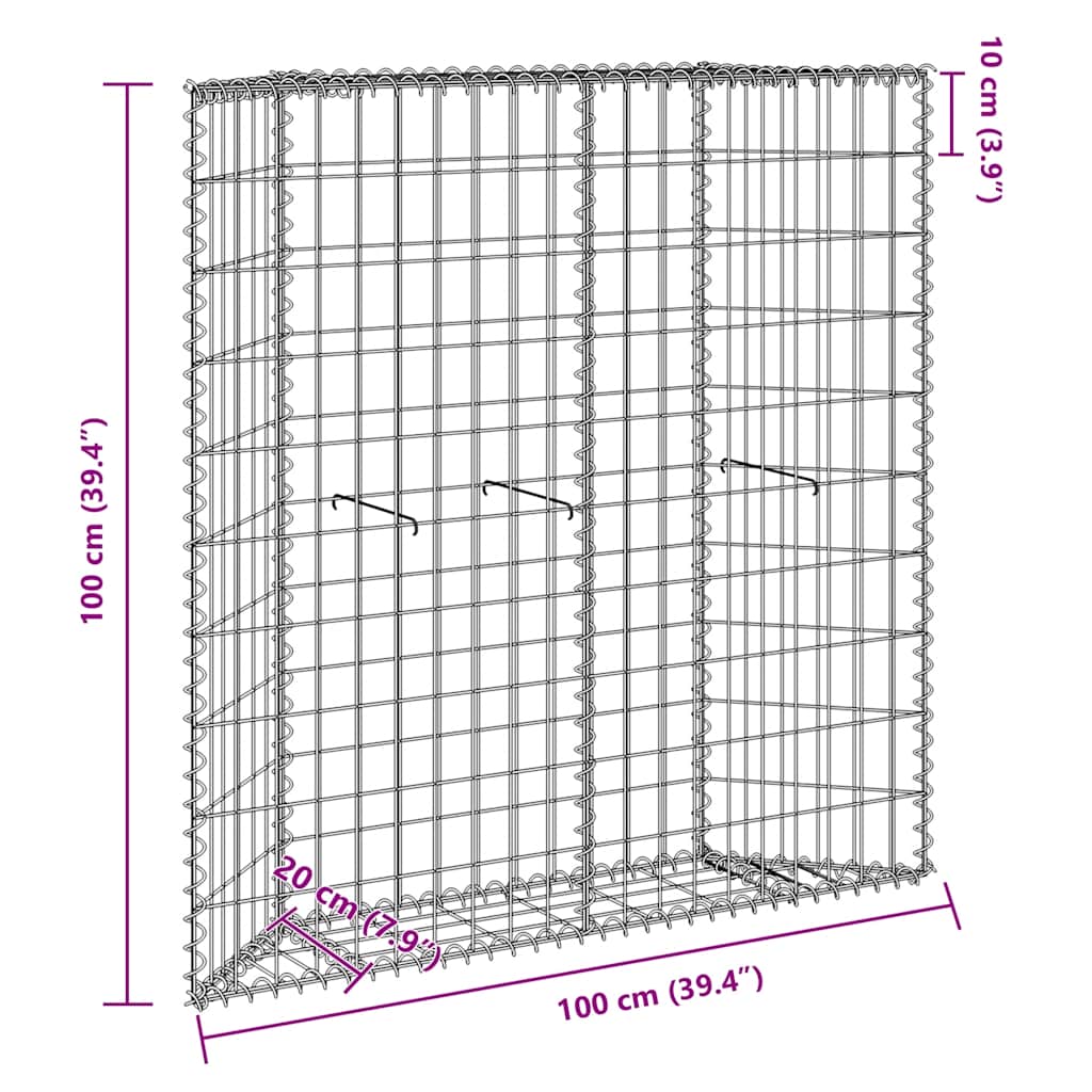 Trapezium Gabion Raised Bed Galvanised Steel 100x20x100 cm