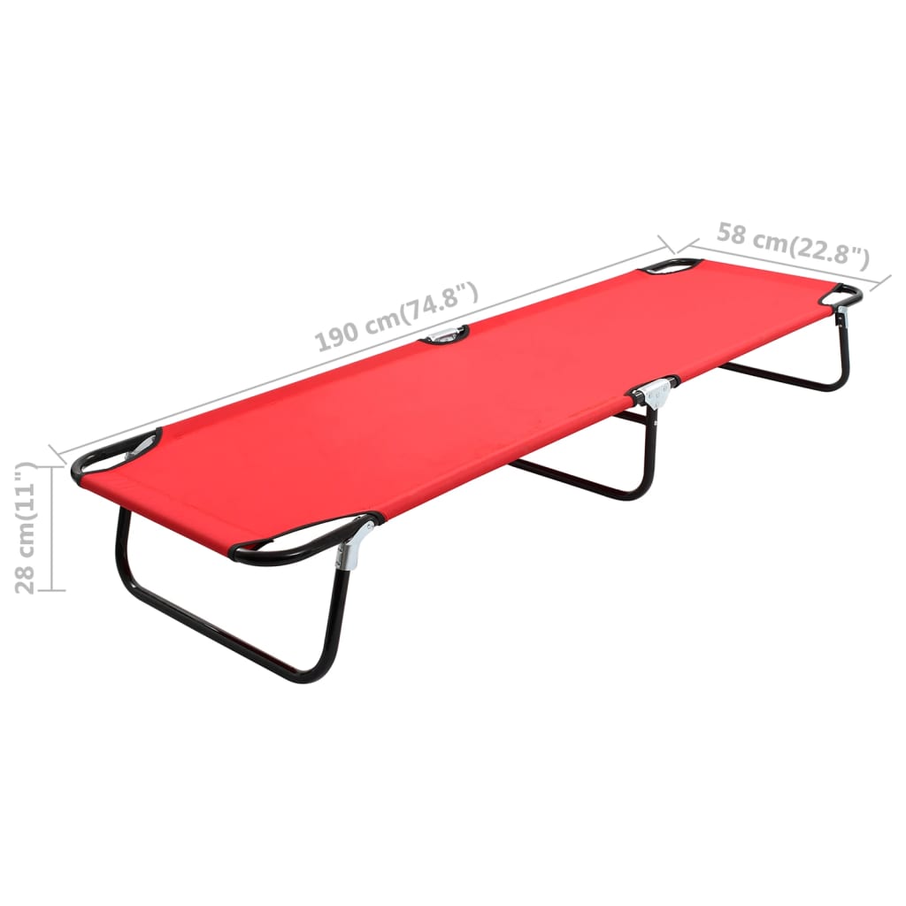 Folding Sun Lounger Red Steel