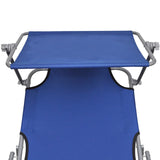 Folding Sun Lounger with Canopy Blue Aluminium