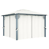 Gazebo with Curtain 300x300 cm Cream Aluminium