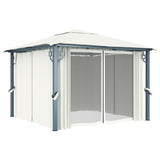 Gazebo with Curtain 300x300 cm Cream Aluminium