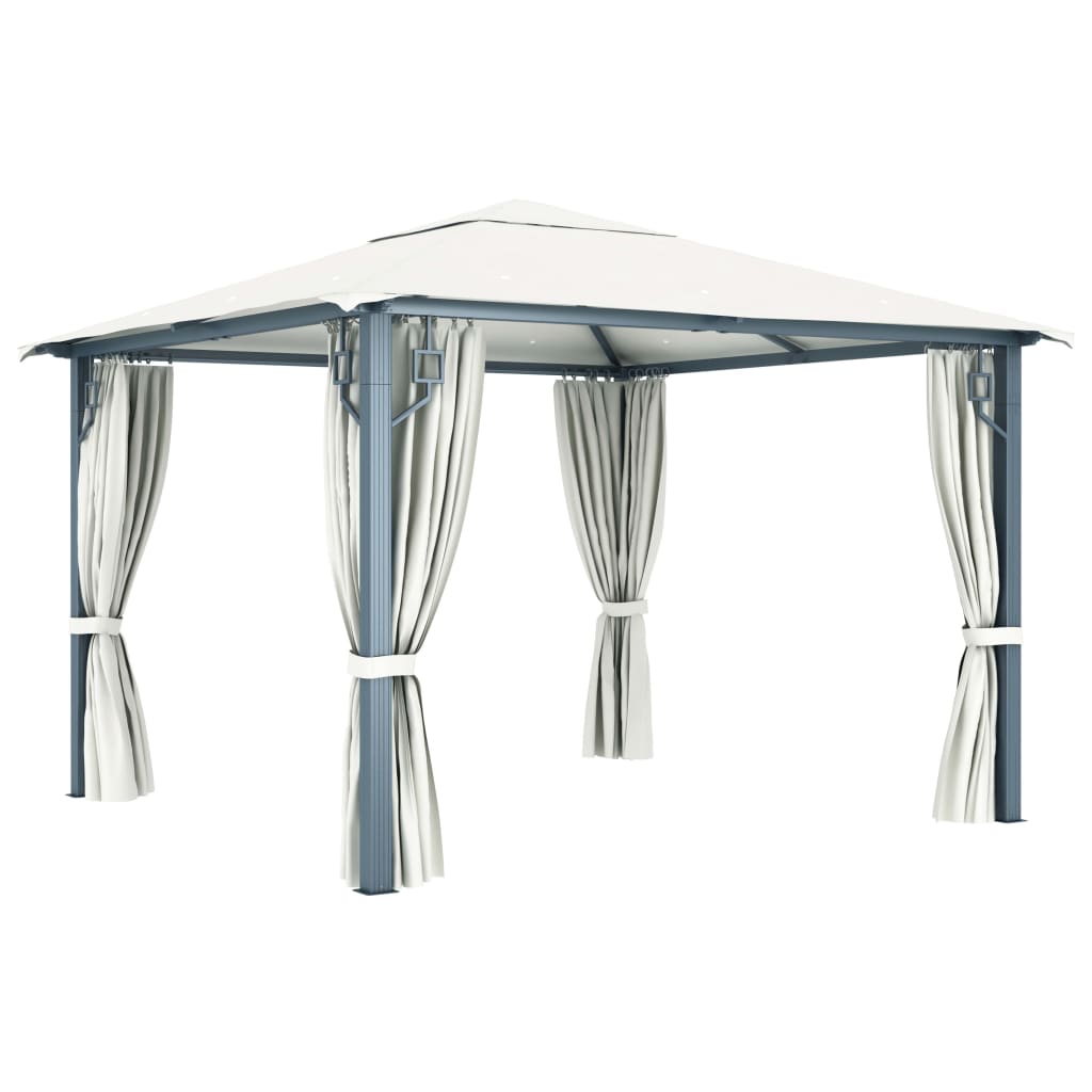 Gazebo with Curtain 300x300 cm Cream Aluminium