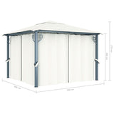 Gazebo with Curtain 300x300 cm Cream Aluminium