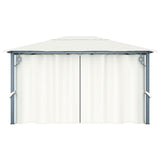 Gazebo with Curtain 400 x 300 cm Cream Aluminium