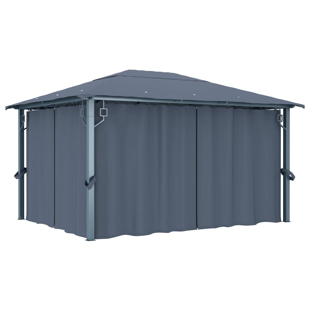 Gazebo with Curtain 400 x 300 cm Anthracite Aluminium