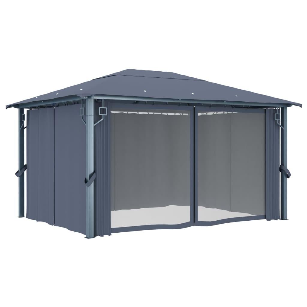 Gazebo with Curtain 400 x 300 cm Anthracite Aluminium