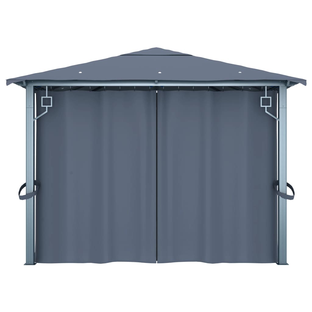 Gazebo with Curtain 400 x 300 cm Anthracite Aluminium