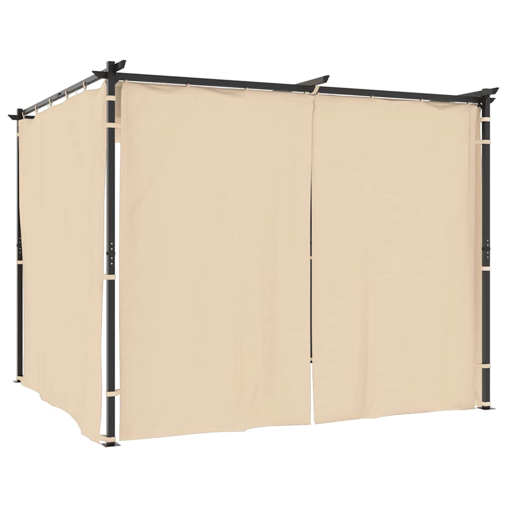 Gazebo with Curtains 3x3 m Cream Steel