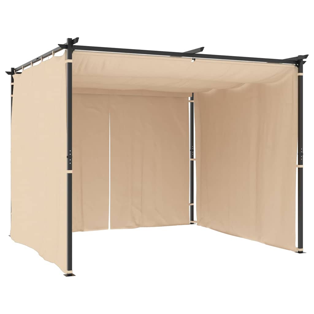 Gazebo with Curtains 3x3 m Cream Steel