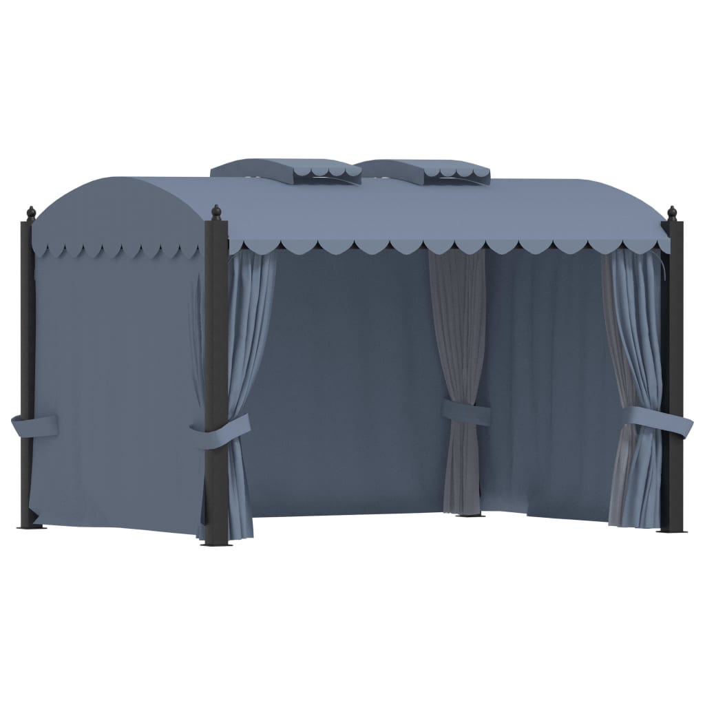 Gazebo with Curtains 3x4 m Anthracite Steel