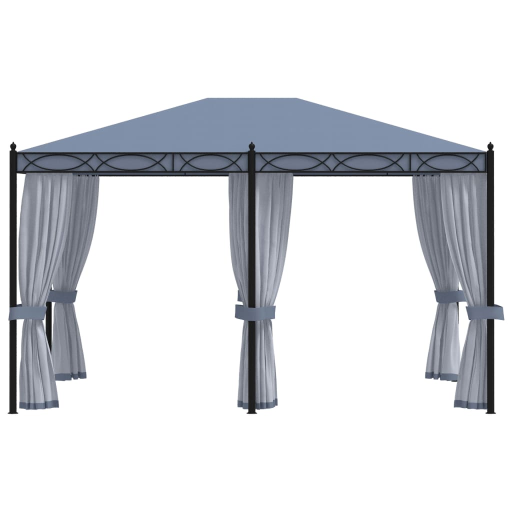 Gazebo with Mesh Screens 3x4 m Anthracite Steel