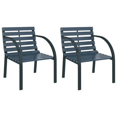 Garden Chairs 2 pcs Grey Wood