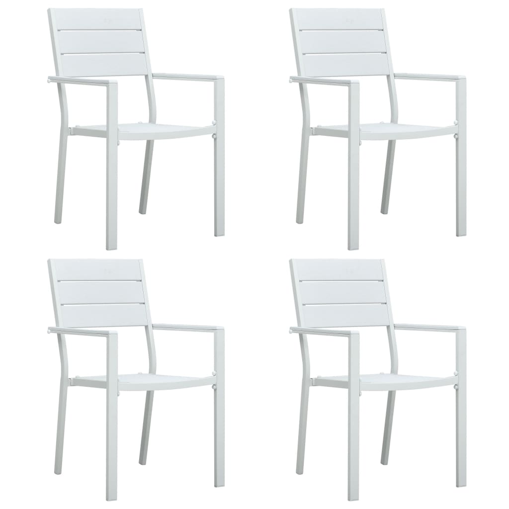 Garden Chairs 4 pcs White HDPE Wood Look