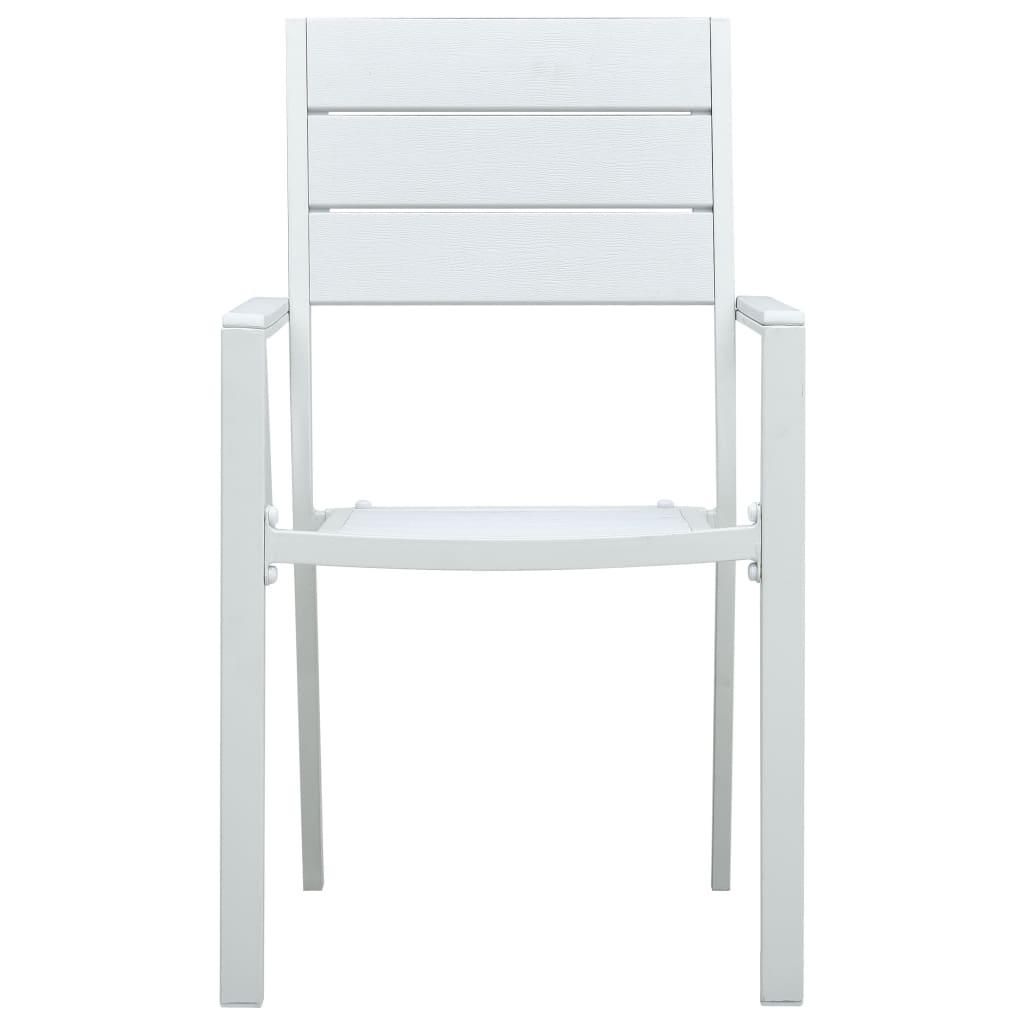 Garden Chairs 4 pcs White HDPE Wood Look