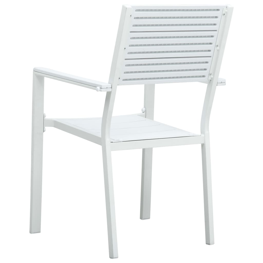 Garden Chairs 4 pcs White HDPE Wood Look