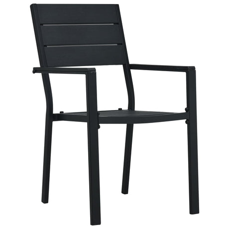 Garden Chairs 4 pcs Black HDPE Wood Look