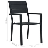 Garden Chairs 4 pcs Black HDPE Wood Look