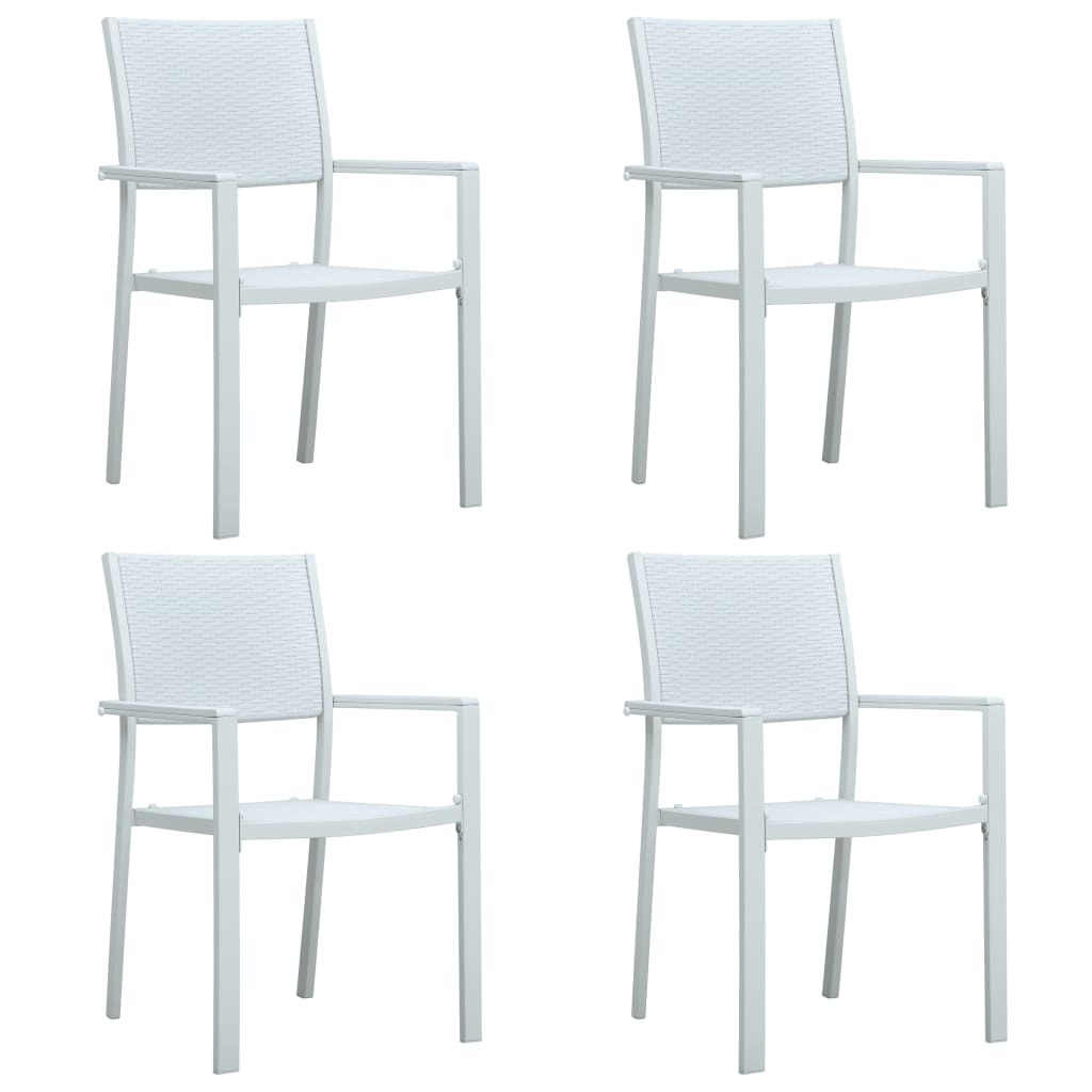 Garden Chairs 4 pcs White Plastic Rattan Look