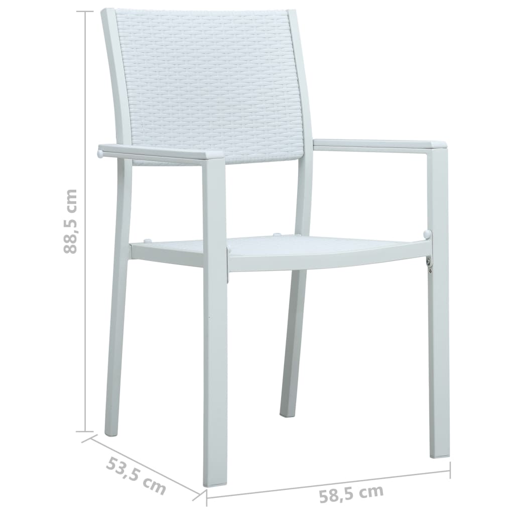 Garden Chairs 4 pcs White Plastic Rattan Look