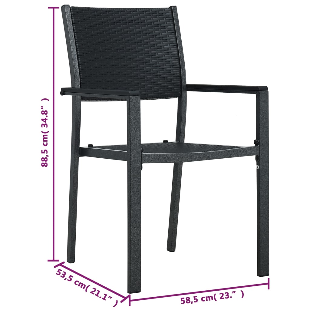 Garden Chairs 2 pcs Black Plastic Rattan Look