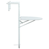 Hanging Balcony Table White 60x64x83.5 cm Plastic Rattan Look