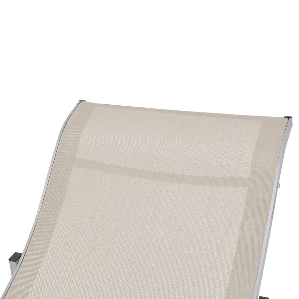 Folding Sun Loungers 2 pcs Cream Textilene