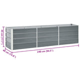 Garden Raised Bed Galvanised Steel 240x40x45 cm Grey