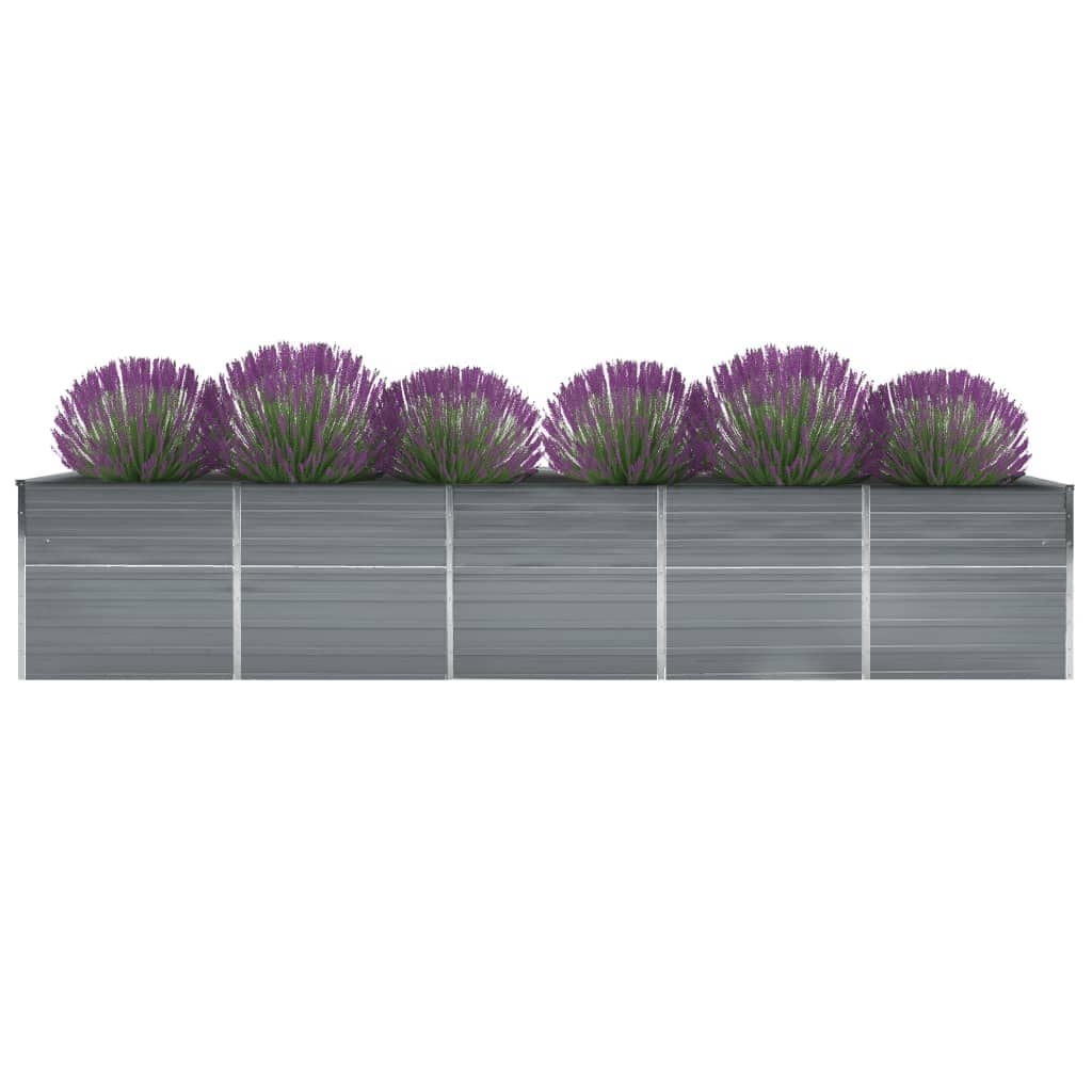 Garden Raised Bed Galvanised Steel 400x80x45 cm Grey