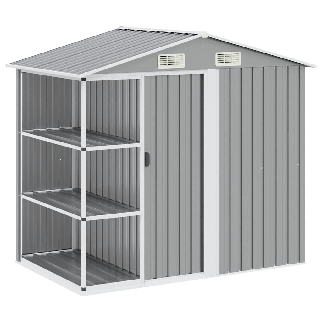 Garden Shed with Rack Grey 205x130x183 cm Iron