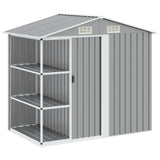 Garden Shed with Rack Grey 205x130x183 cm Iron