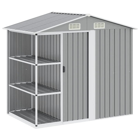 Garden Shed with Rack Grey 205x130x183 cm Iron