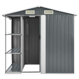 Garden Shed with Rack Grey 205x130x183 cm Iron