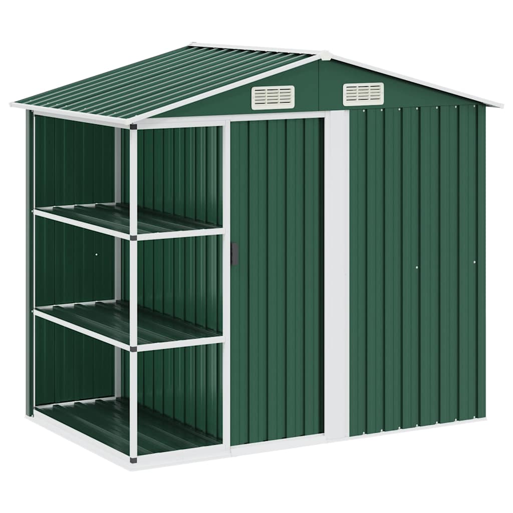 Garden Shed with Rack Green 205x130x183 cm Iron