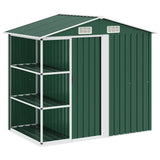 Garden Shed with Rack Green 205x130x183 cm Iron