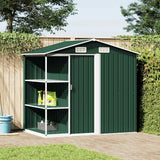 Garden Shed with Rack Green 205x130x183 cm Iron