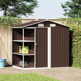 Garden Shed with Rack Brown 205x130x183 cm Iron