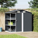 Garden Shed with Rack Anthracite 205x130x183 cm Iron