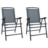 Folding Garden Chairs 2 pcs Texilene Grey