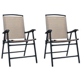 Folding Garden Chairs 2 pcs Texilene Taupe