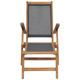 Deck Chair with Footrest Solid Teak Wood Black