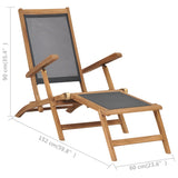 Deck Chair with Footrest Solid Teak Wood Black