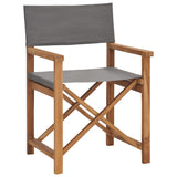 Director's Chair Solid Teak Wood Grey