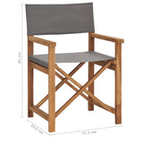 Director's Chair Solid Teak Wood Grey