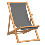 Folding Beach Chair Solid Teak Wood Grey