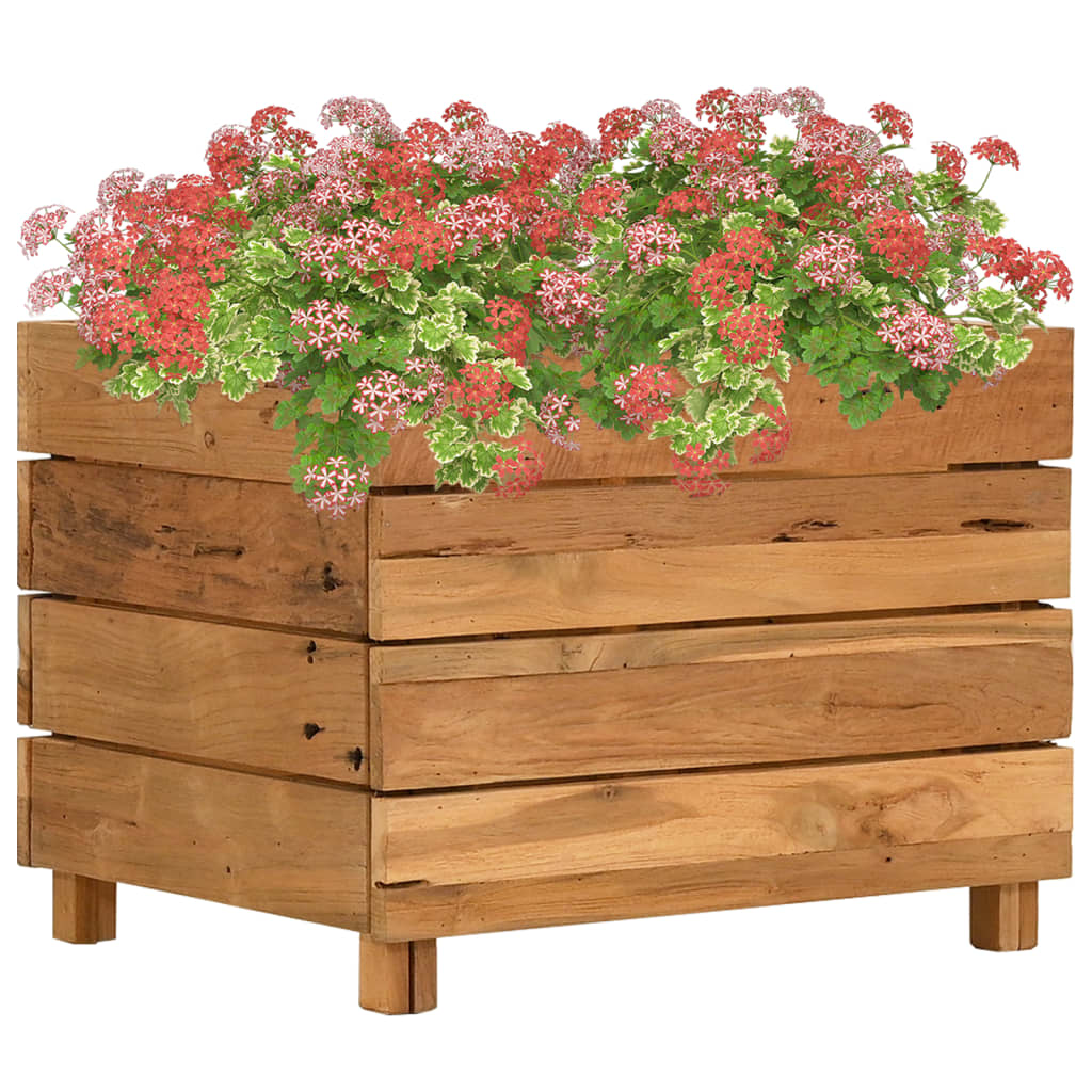 Raised Bed 50x40x38 cm Recycled Teak Wood and Steel