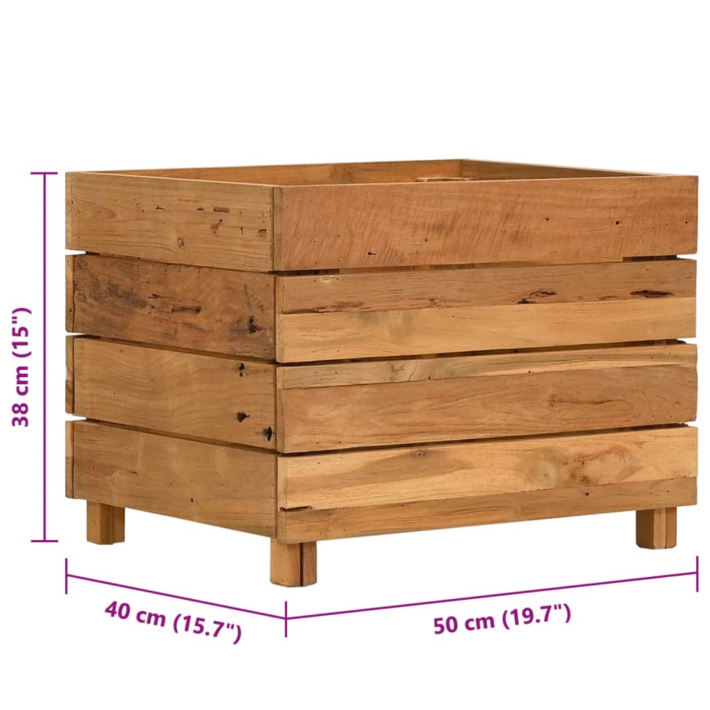 Raised Bed 50x40x38 cm Recycled Teak Wood and Steel