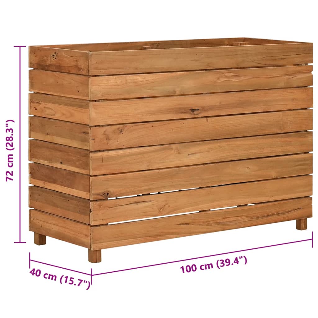 Raised Bed 100x40x72 cm Recycled Teak Wood and Steel