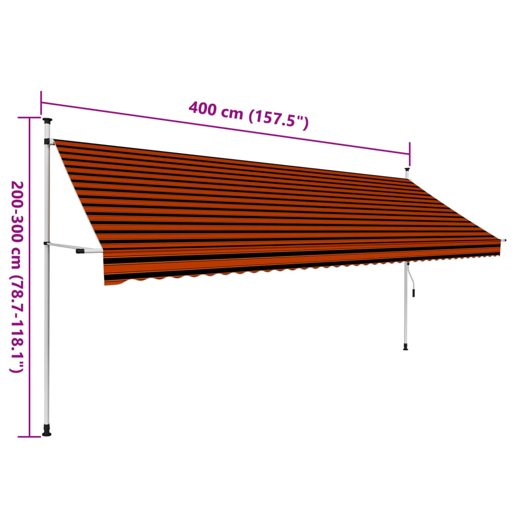 Manual Retractable Awning 400 cm Orange and Brown