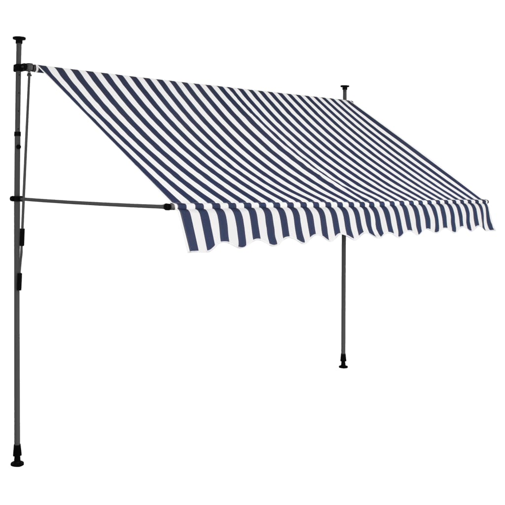 Manual Retractable Awning with LED 250 cm Blue and White